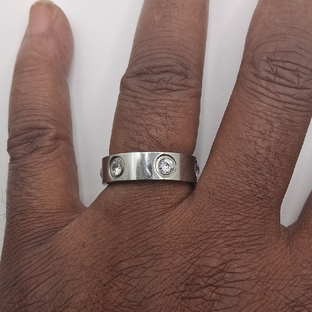 Elegant Silver Band with Crystal Accents